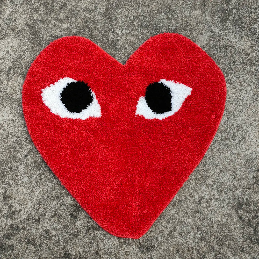 Comme Des Garcons Red Heart Logo Tufted Rug