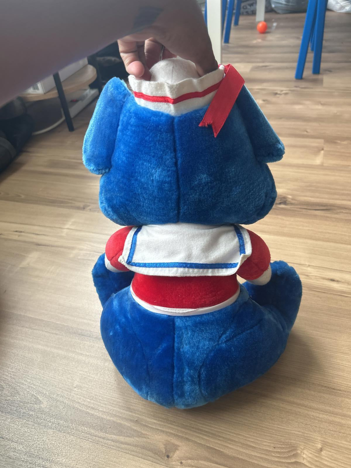 Rare 80s Vintage Antique Sailor Blue Plush Bear