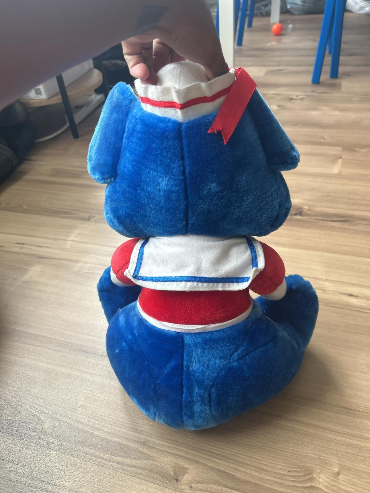 Rare 80s Vintage Antique Sailor Blue Plush Bear