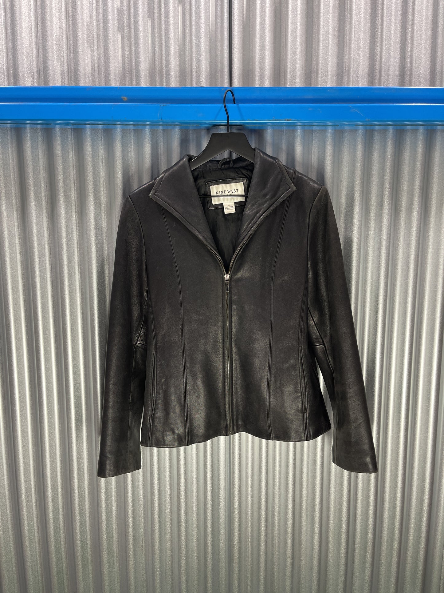 Nine West Minimalist Leather Biker Jacket