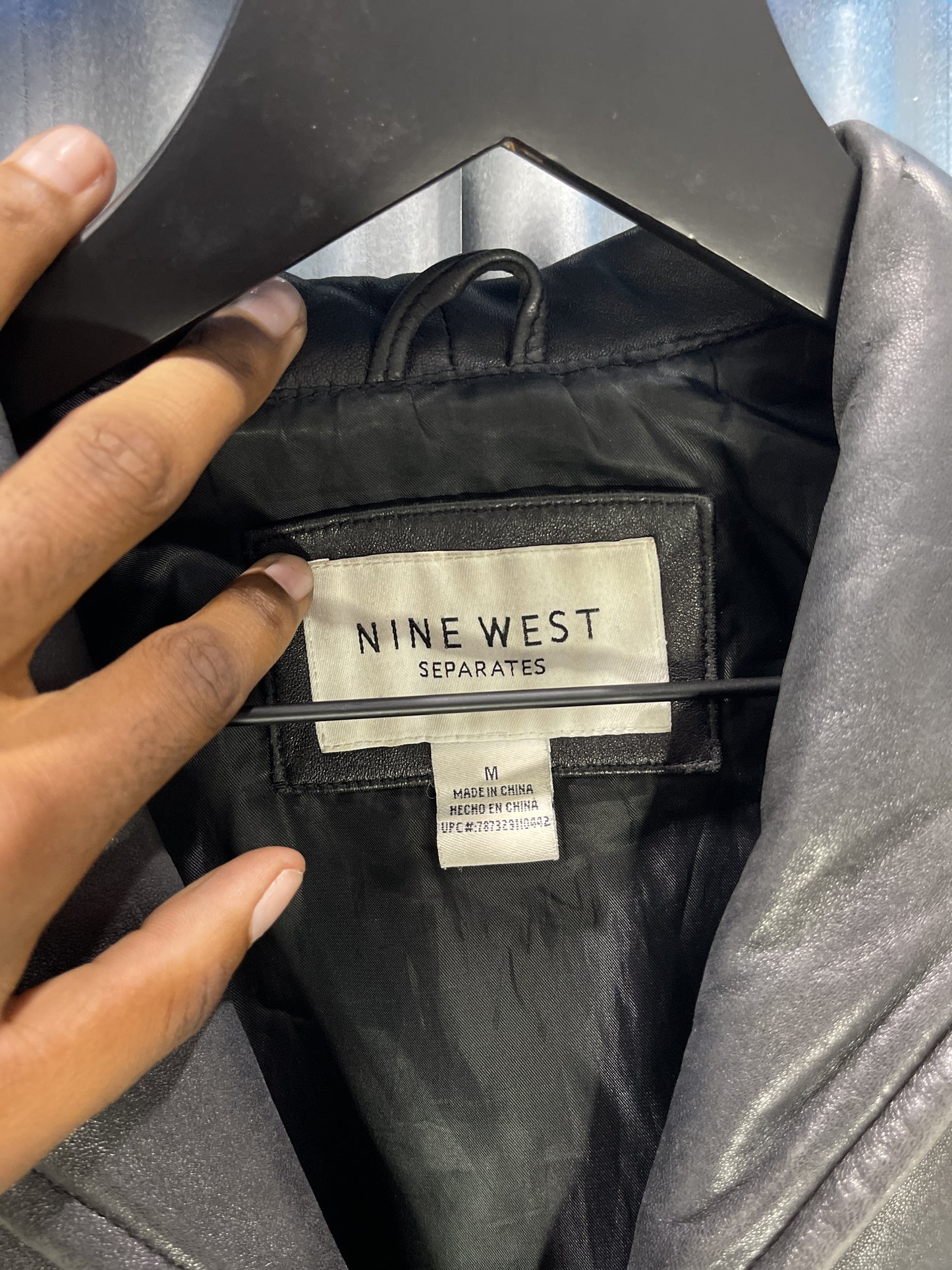 Nine West Minimalist Leather Biker Jacket