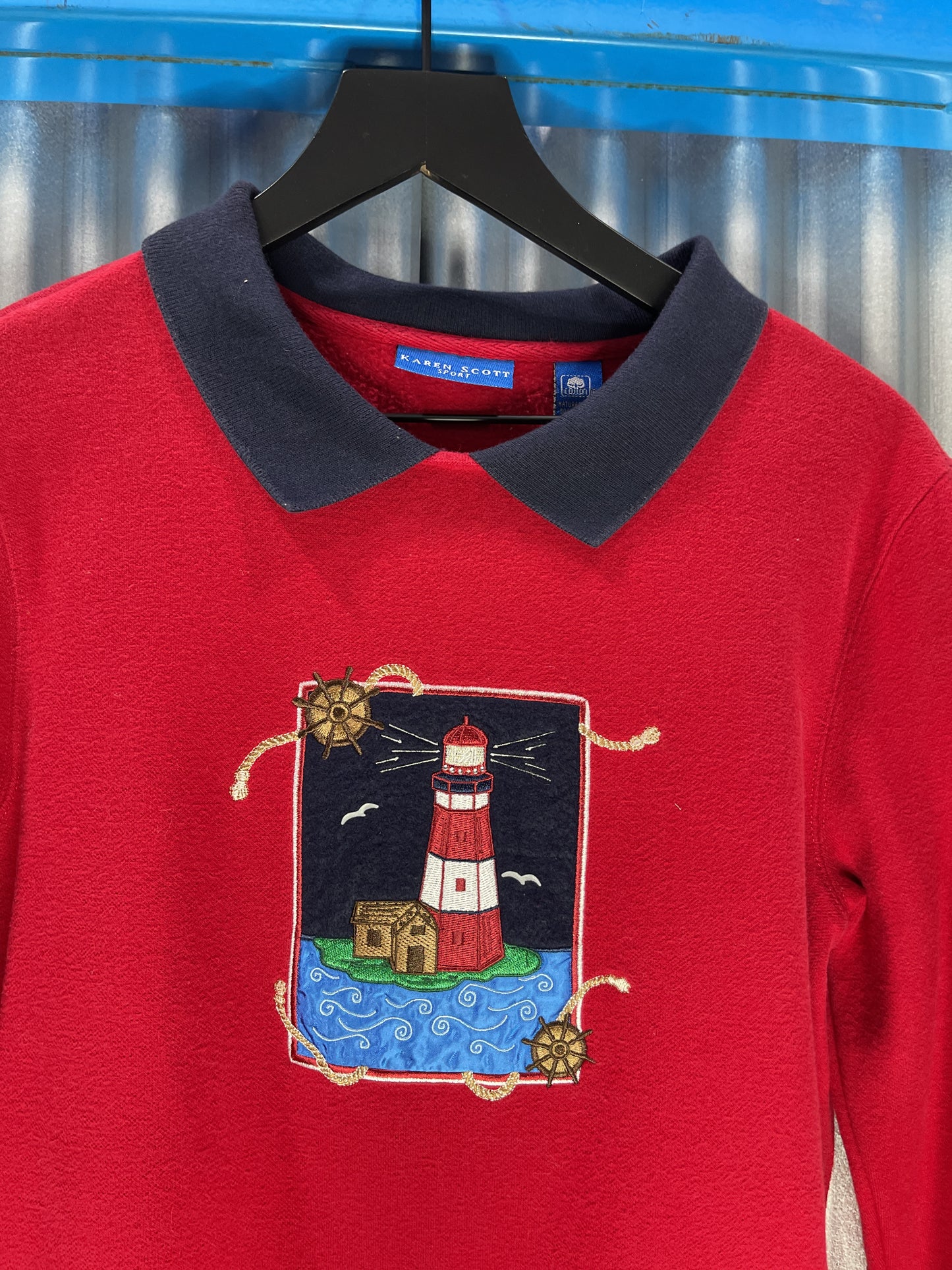 Karen Scott 'Lighthouse' Embroidered Polo Sweater