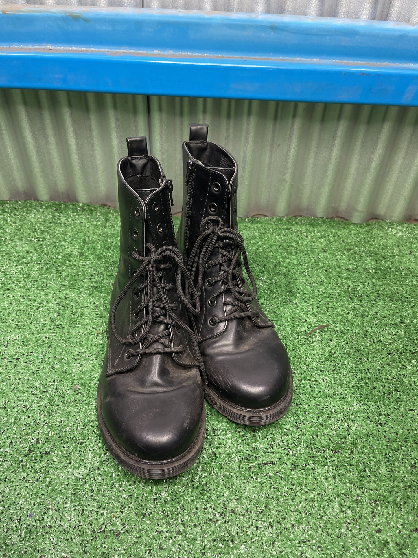 Time & Tru Faux Leather Combat Boots