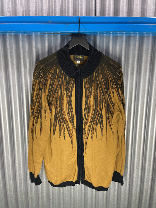 Bob Mackie Wearable Art Feather Zip Sweater