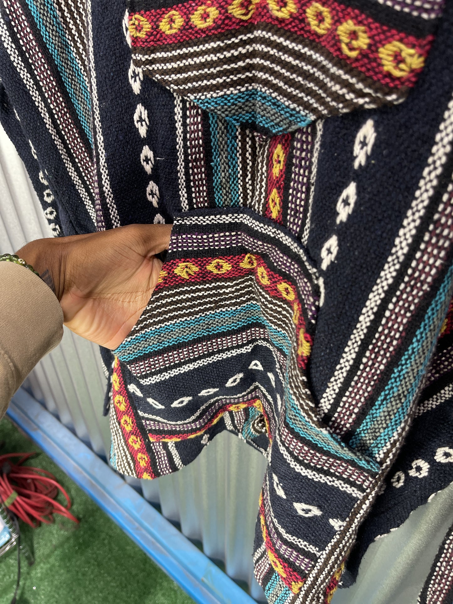 Native / Tribal-Inspired Knitted Hooded Sweatshirt