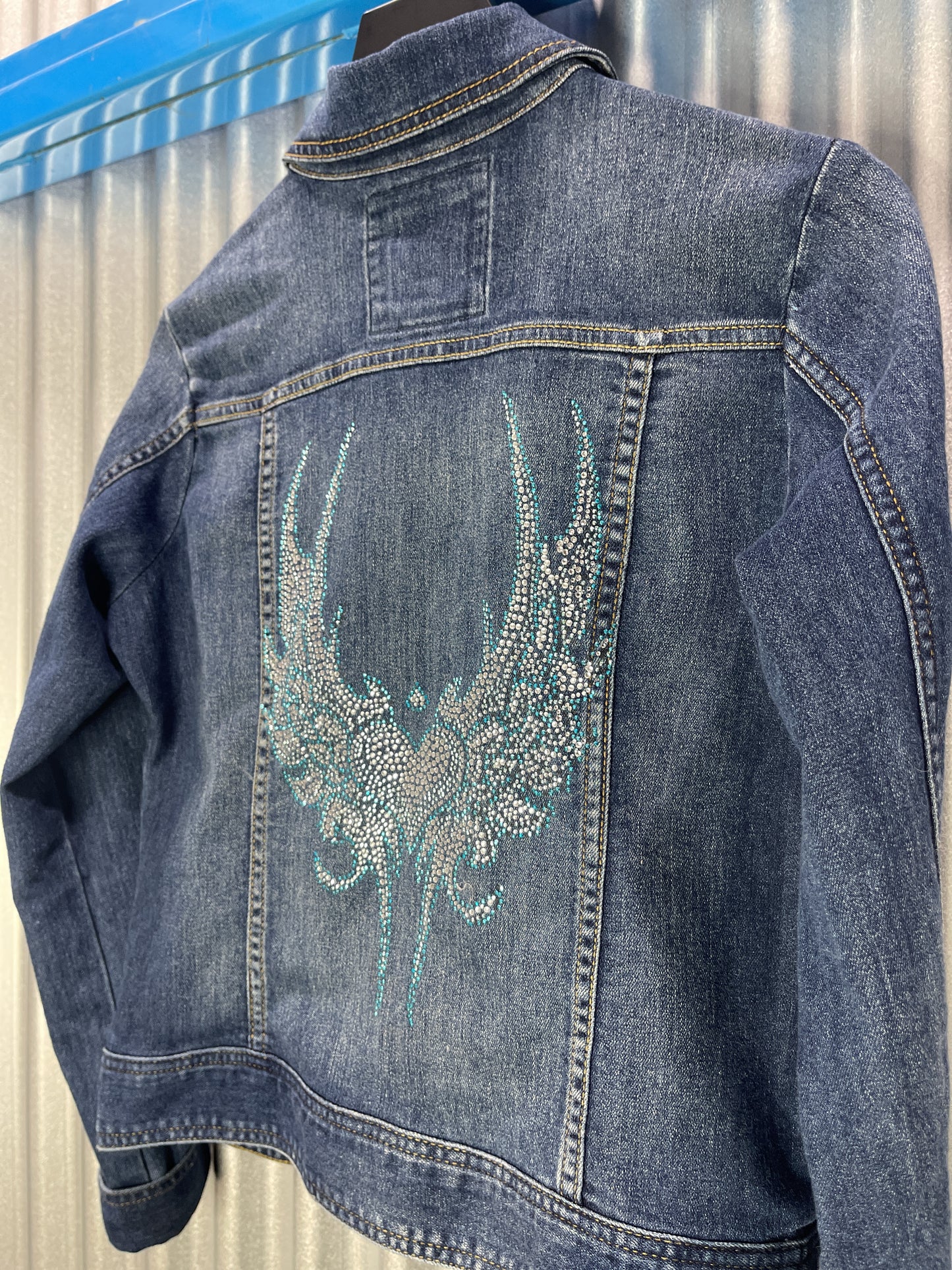 The Limited 'Flying Heart' Bedazzled Denim Jacket