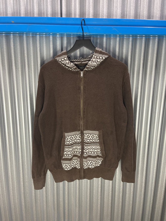 Native / Tribal Knit Hooded Zip-Up Sweatshirt