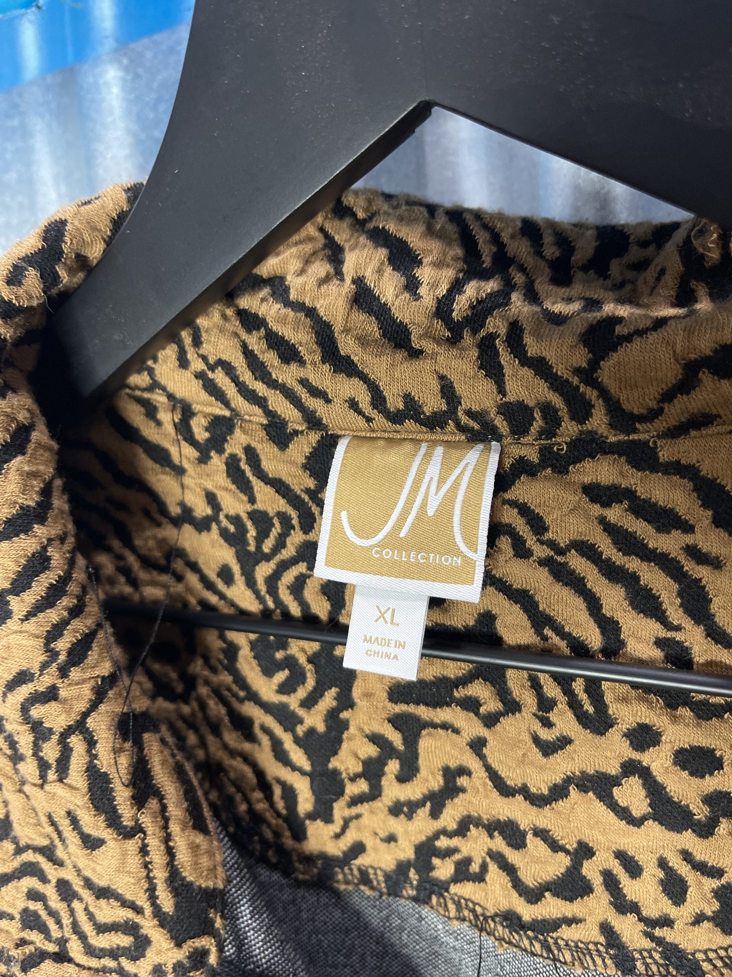 M Collection Zip-Up Leopard Print Blazer Jacket