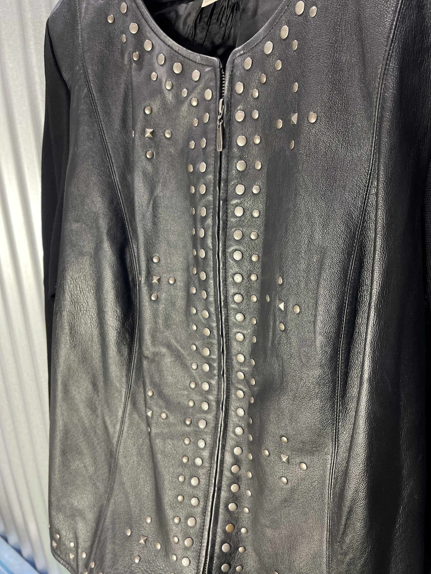 Peter Nygard Studded Leather Hybrid Jacket