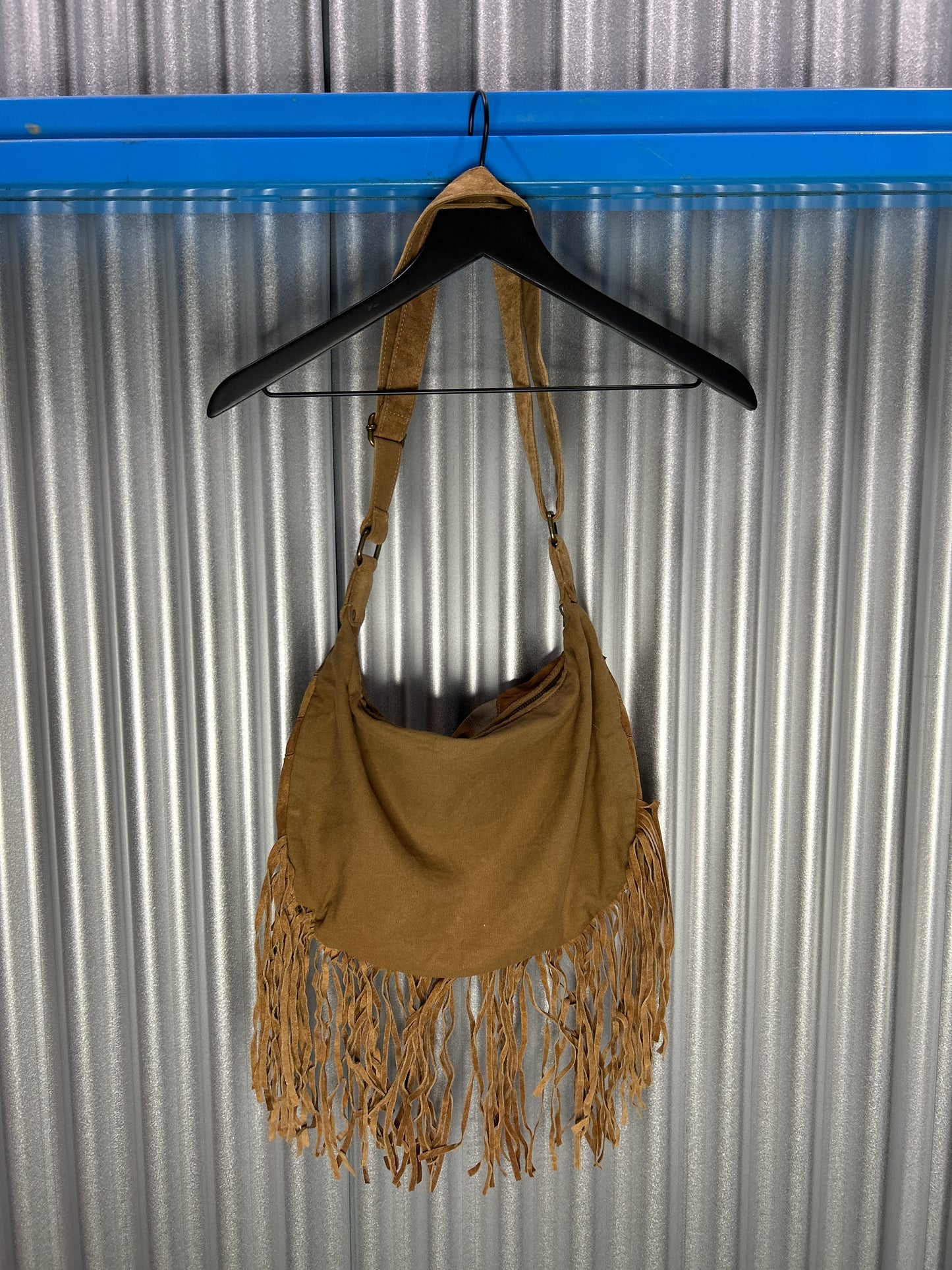 Genuine Suede Leather Patchwork Handbag w/ Tassels