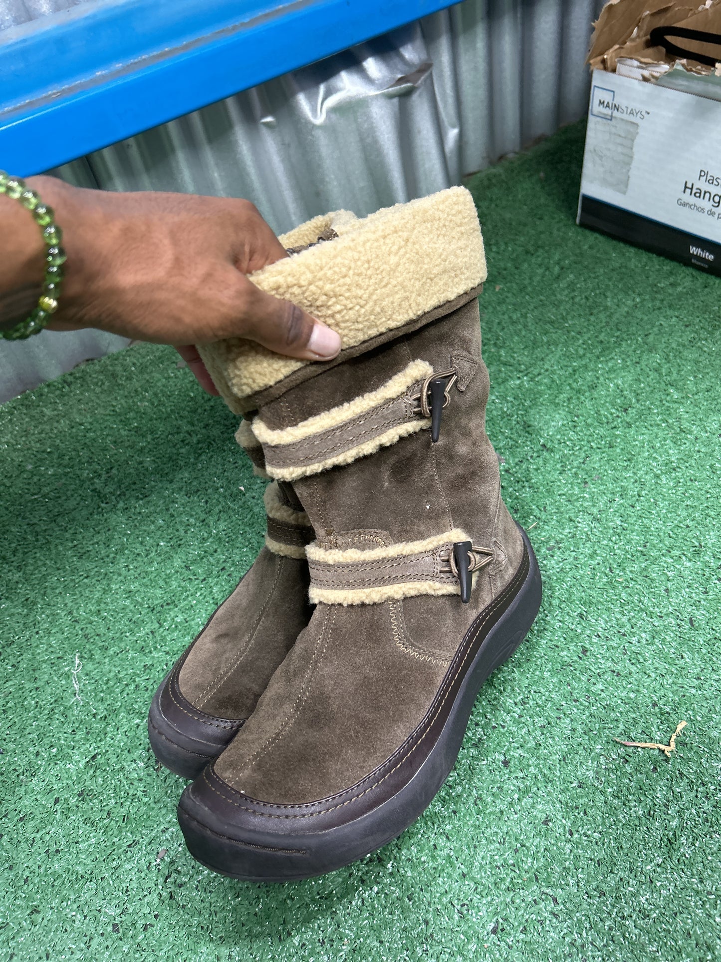 Earth Spirit Suede Leather Sherpa Snow Boots