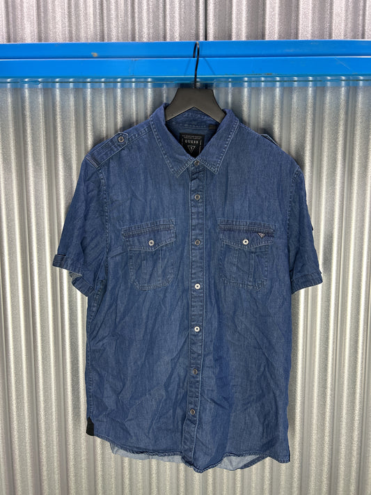 GUESS Faux Denim Button Up Shirt