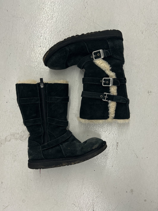 UGG Genuine Leather Sherpa Lined Buckle Boots