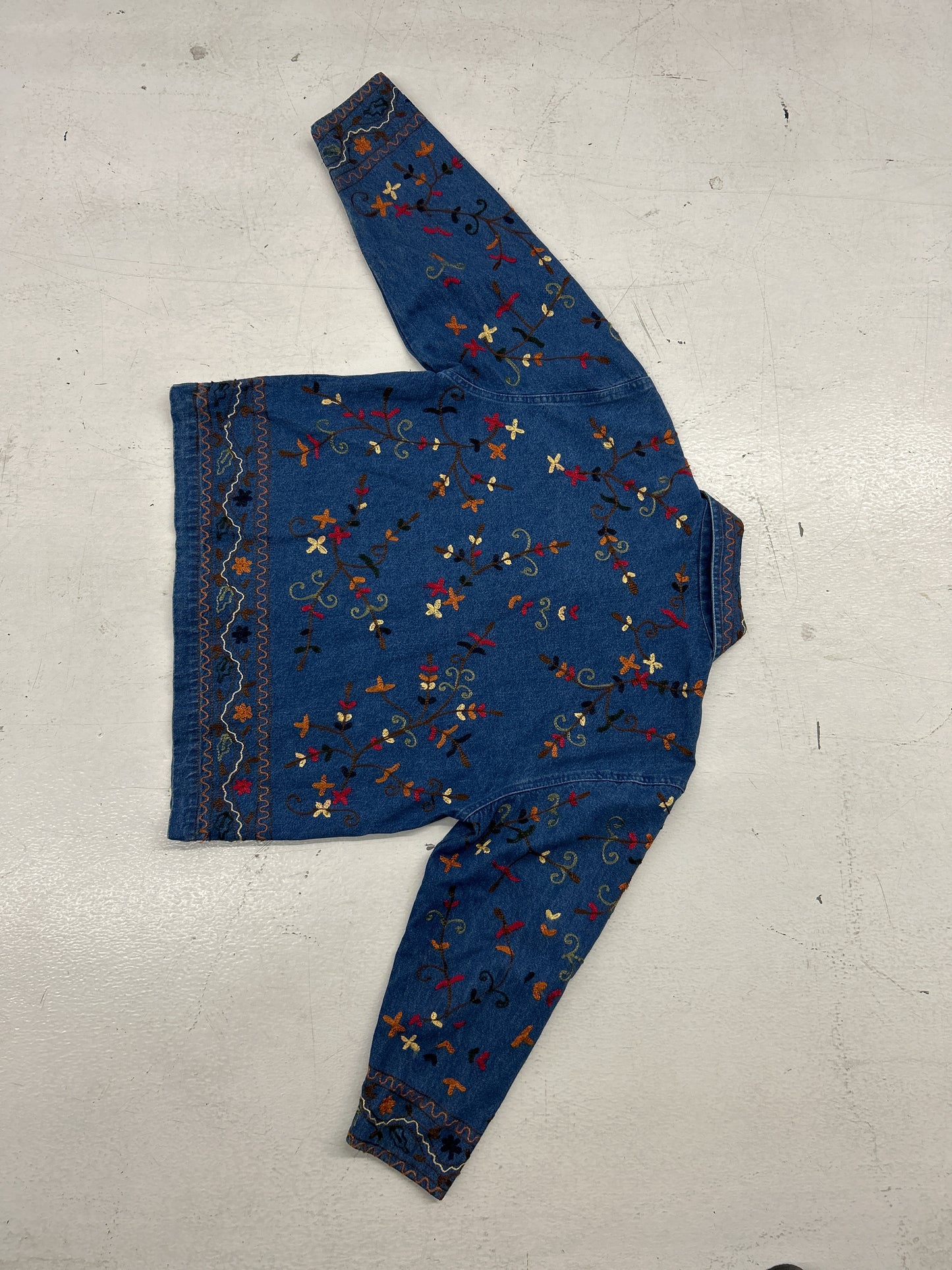 New Direction Leafy Embroidered Denim Jacket