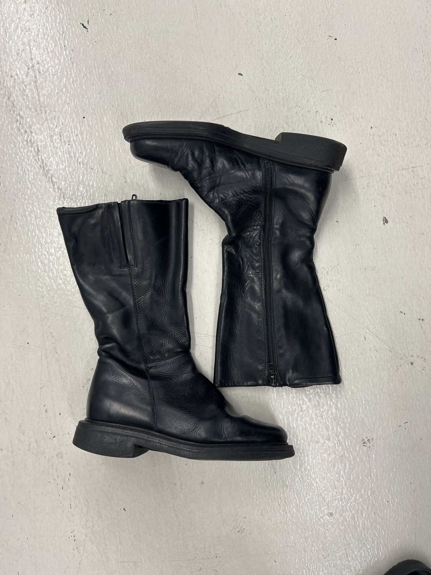 Anon Genuine Leather Full Side Zip Midi Boots