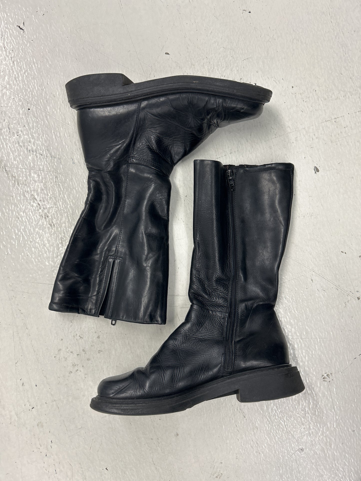 Anon Genuine Leather Full Side Zip Midi Boots