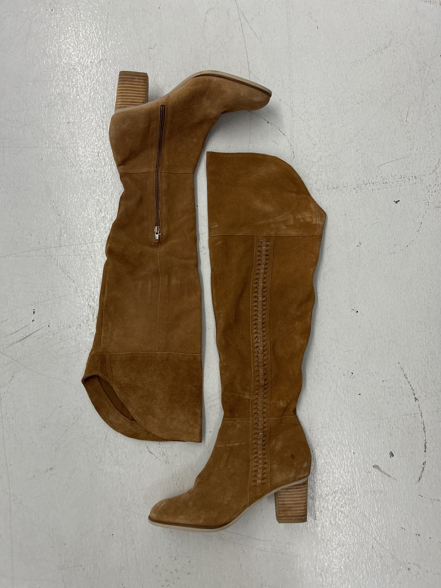 Inspired Knee High Suede Leather Heeled Boots