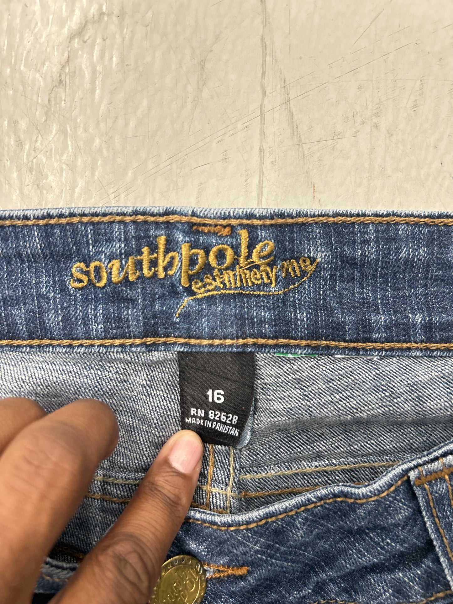 SouthPole Embroidered Washed Denim Jeans