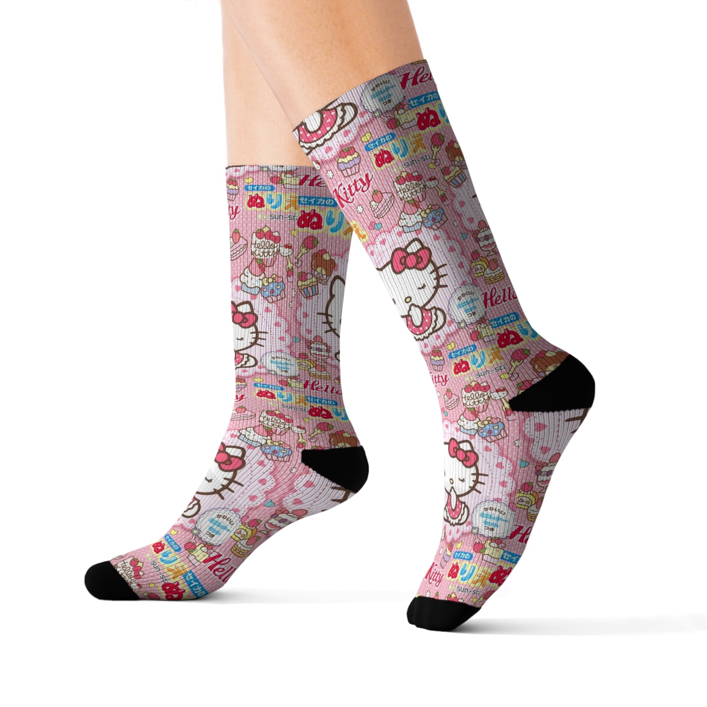 Japanese Hello Kitty Middle Hand Gesture Crew Socks