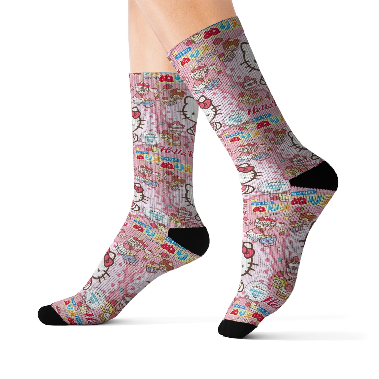 Japanese Hello Kitty Middle Hand Gesture Crew Socks