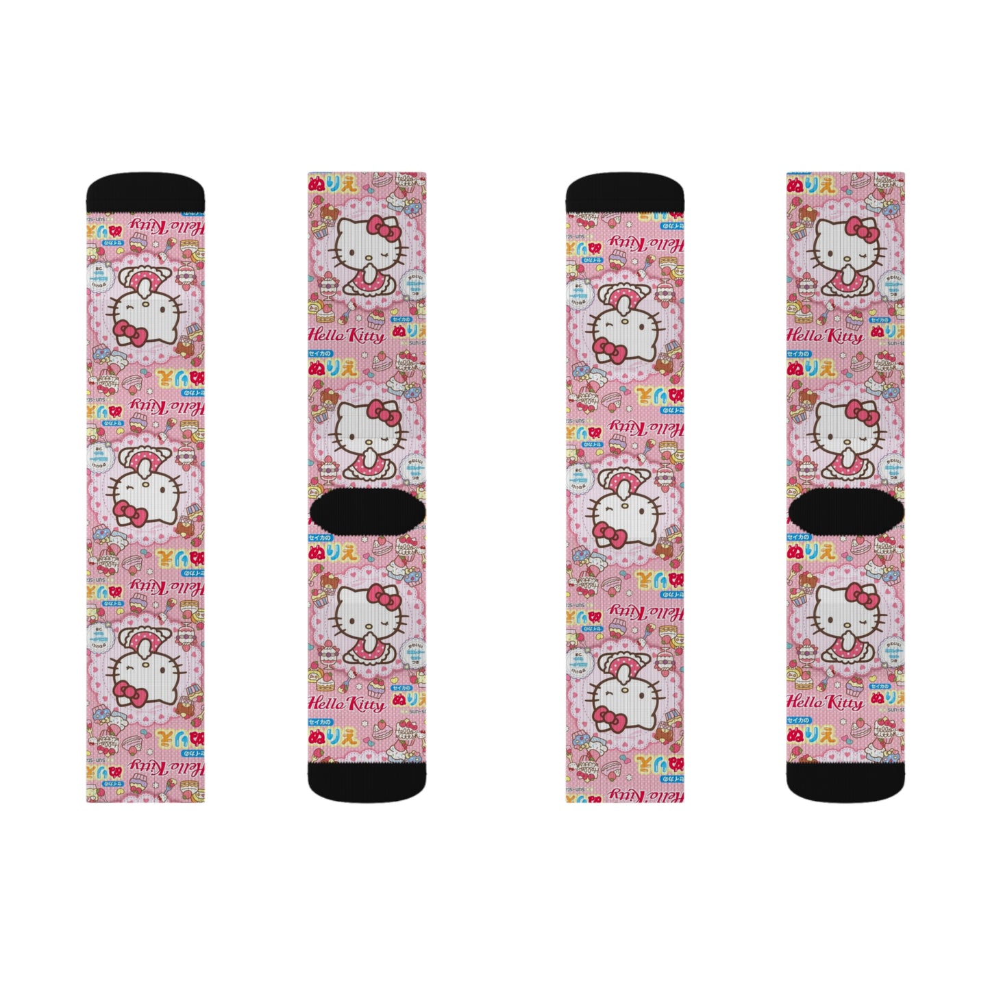 Japanese Hello Kitty Middle Hand Gesture Crew Socks