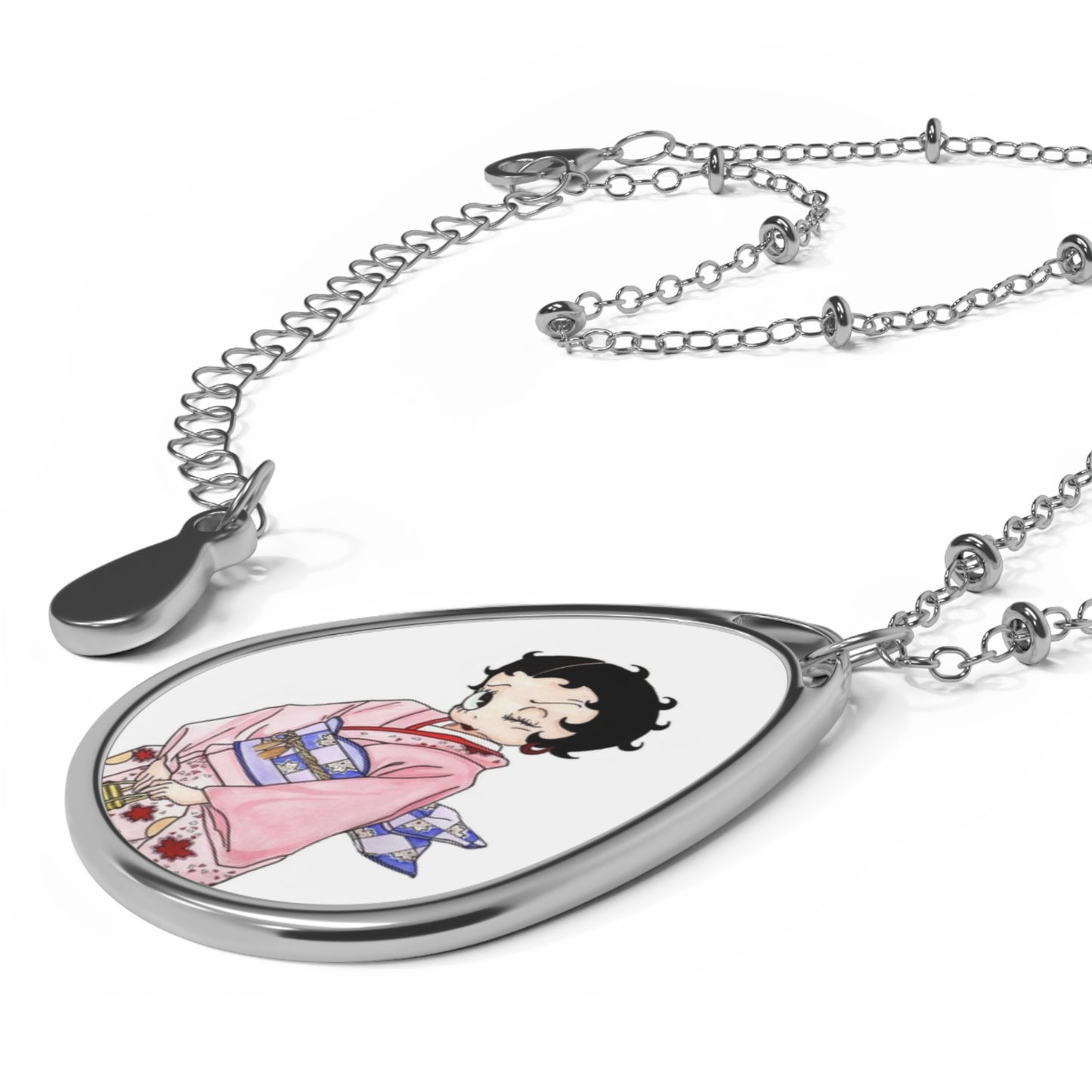 Betty Boop Geisha Japanese Graphic Oval Necklace