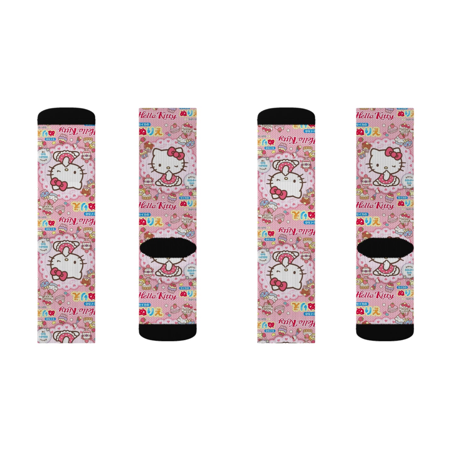 Japanese Hello Kitty Middle Hand Gesture Crew Socks