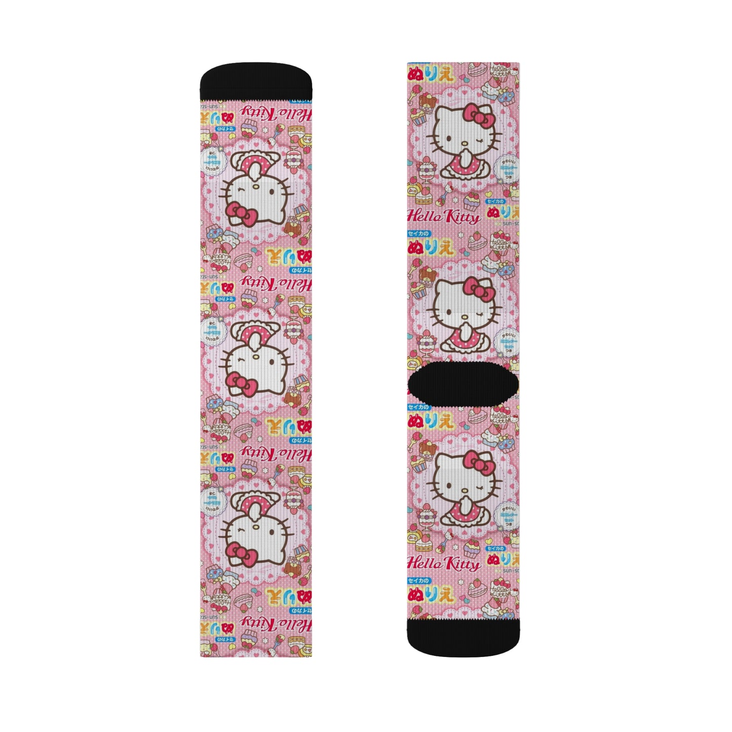 Japanese Hello Kitty Middle Hand Gesture Crew Socks