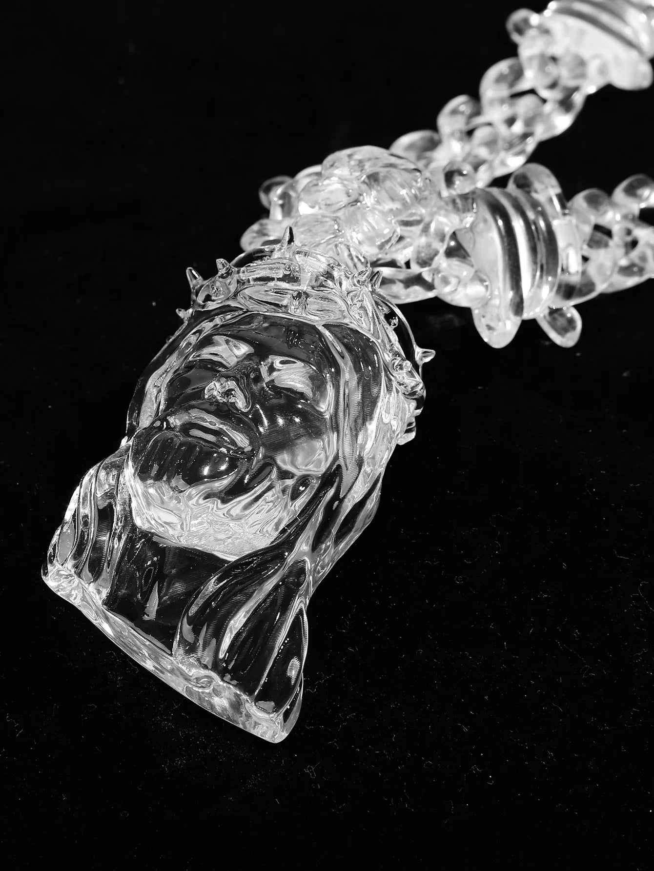 Acrylic Transparent Jesus Piece Barbed Wire Chain