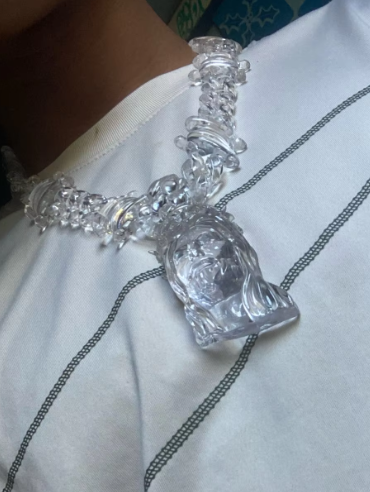 Acrylic Transparent Jesus Piece Barbed Wire Chain