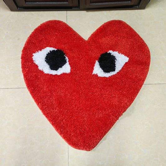 Comme Des Garcons Red Heart Logo Tufted Rug