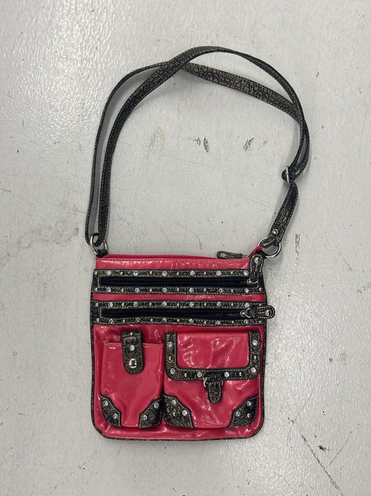 Grunge Pink Crossbody Purse with Decorative Accents