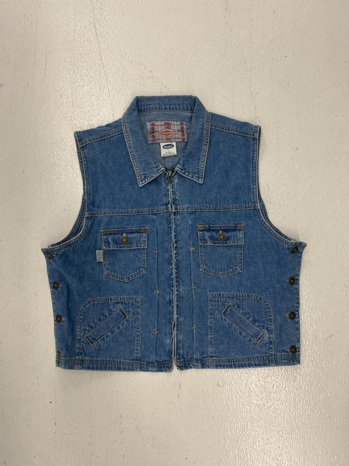 Vintage Western Revolt Denim Vest - Classic Style