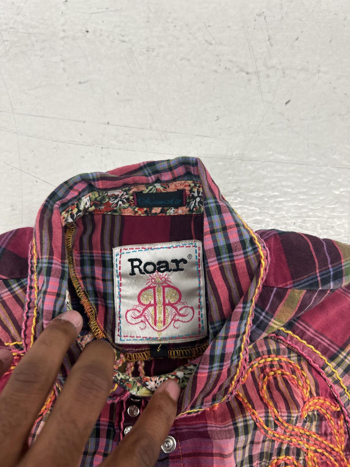 Roar Women's Y2K Embroidered Plaid Shirt - Vibrant Colors