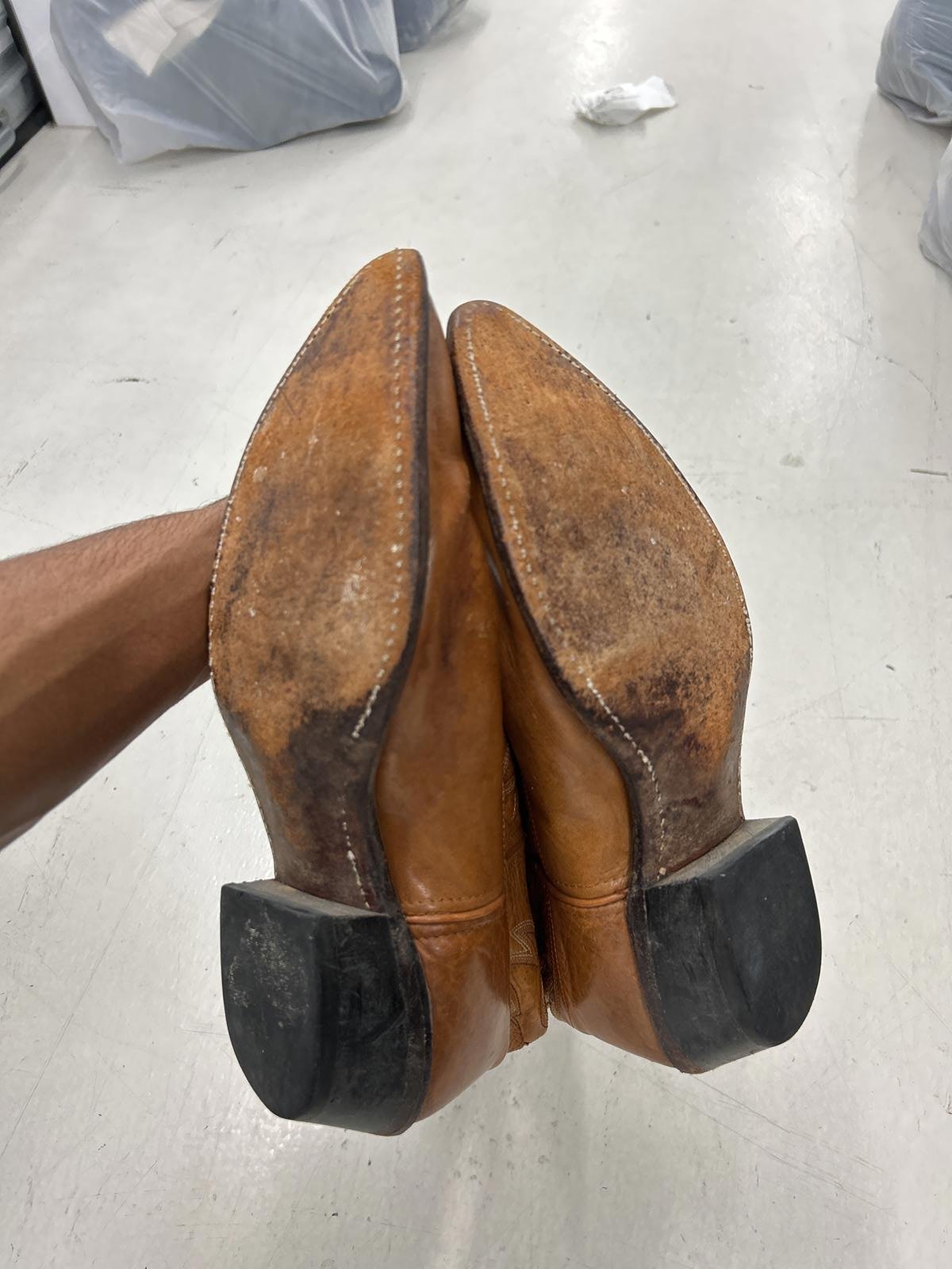 Vintage Leather Cowboy Boots with Intricate Embroidery