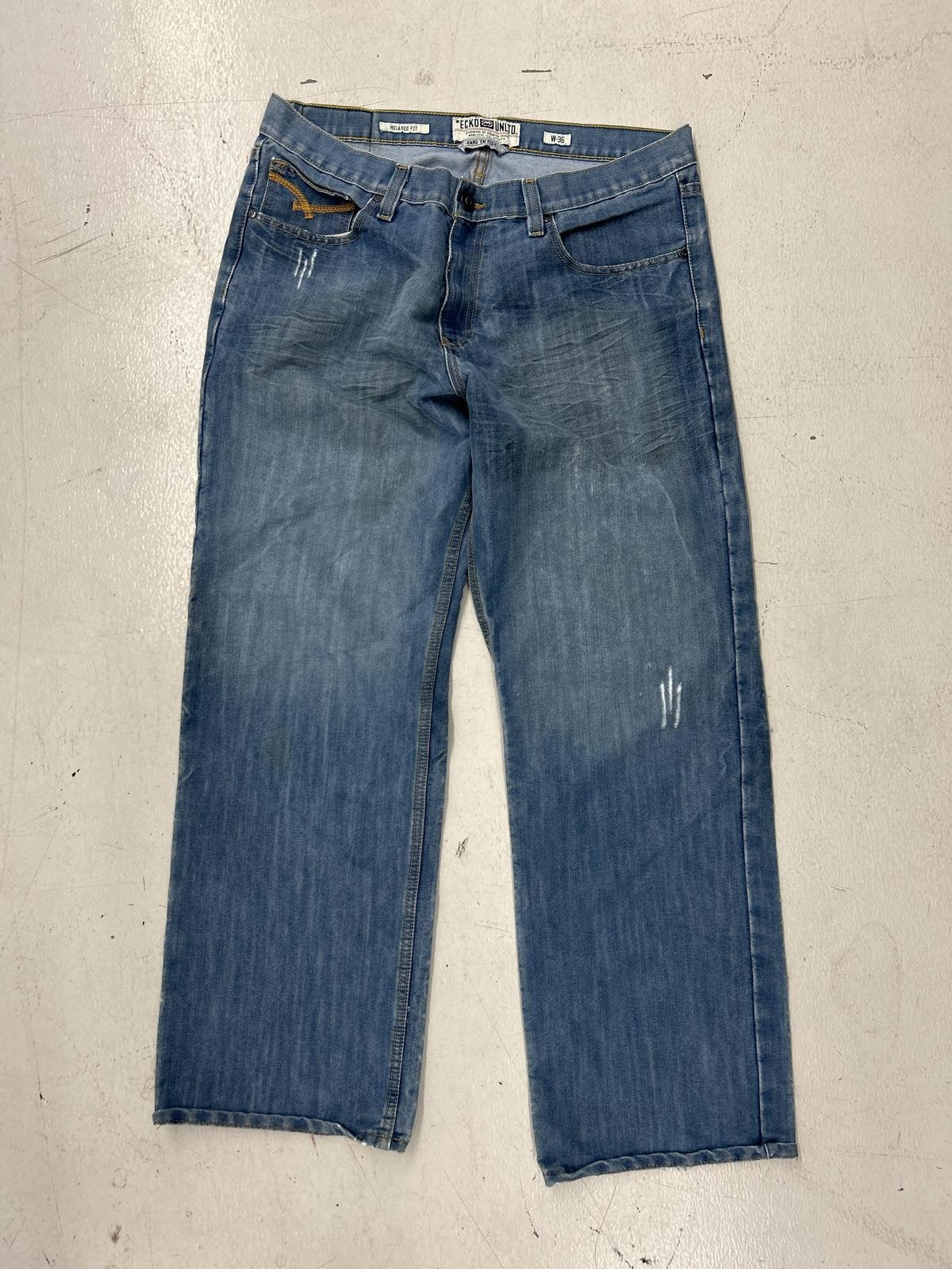 Men's Vintage Blue Denim Jeans - Classic Fit