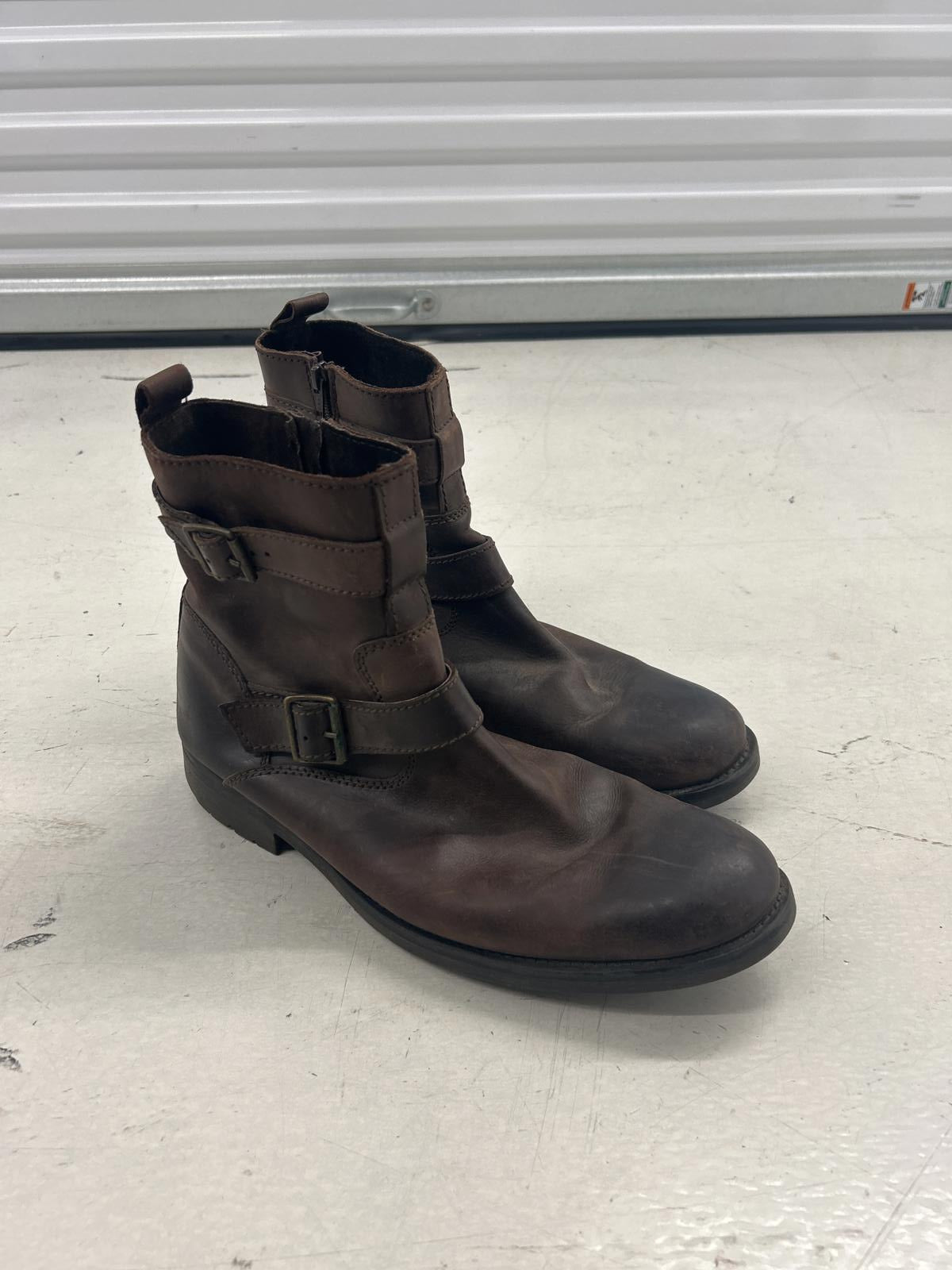 Clarks Buckle Biker Brown Leather Ankle Boots