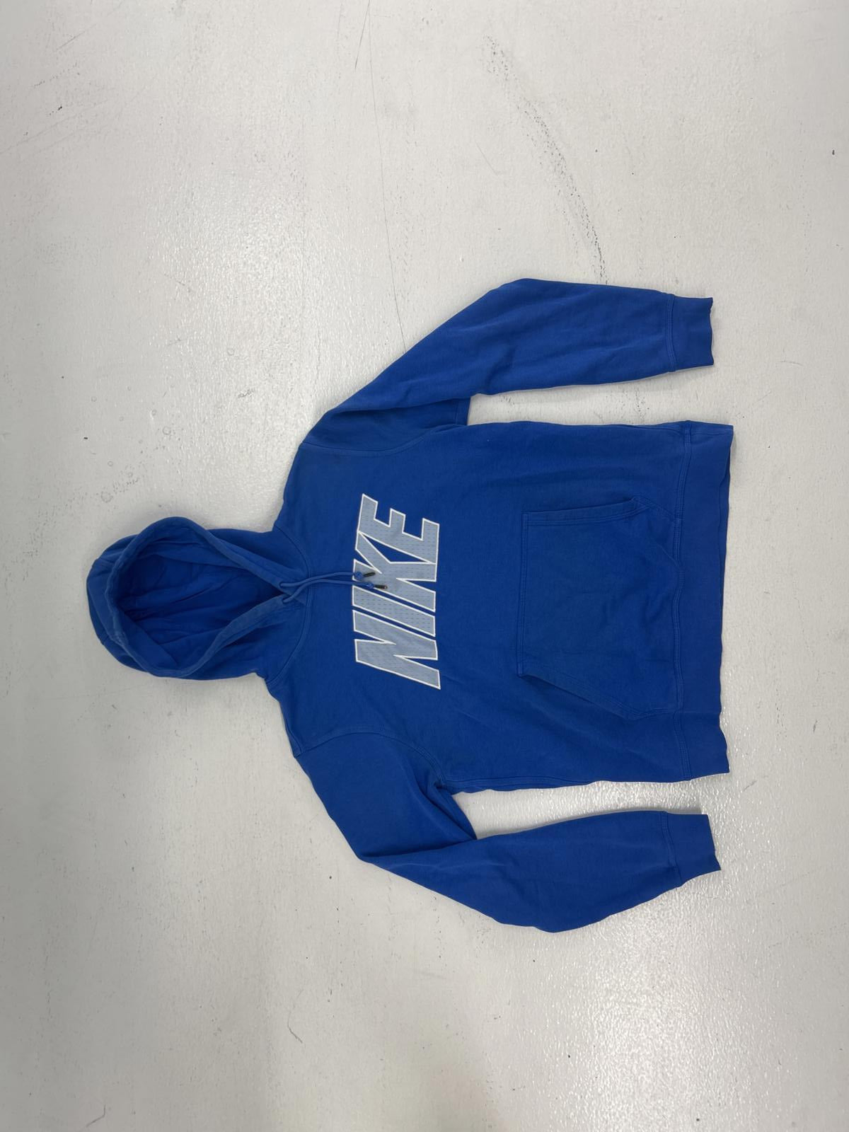 Stitched Logo Nike Blue Hoodie - Medium