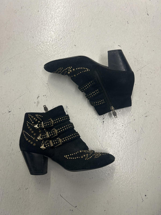 ASH Grunge Stylish Black Suede Ankle Boots with Studs