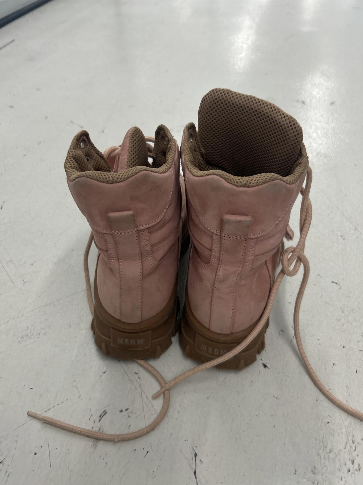 MSGM Chunky Strap Sneaker Boots In Pink