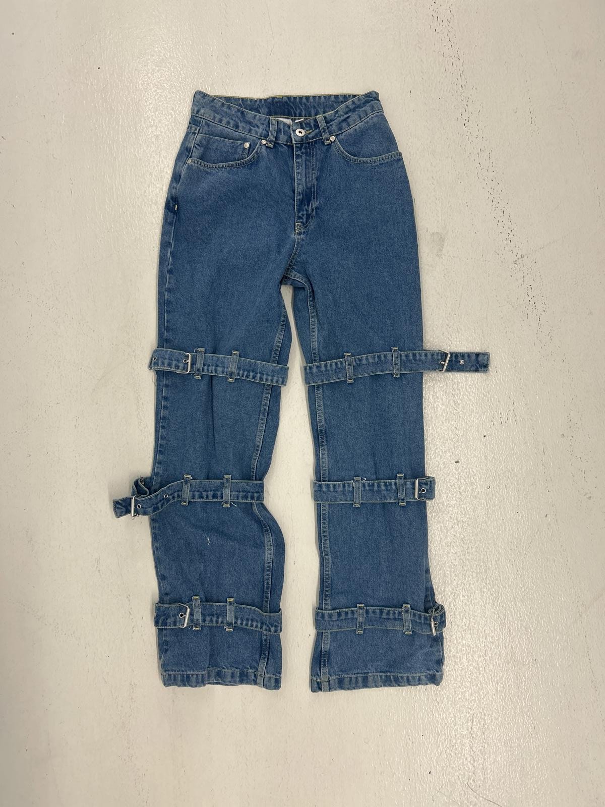 Ragged Unique Design Distressed Blue Denim Jeans