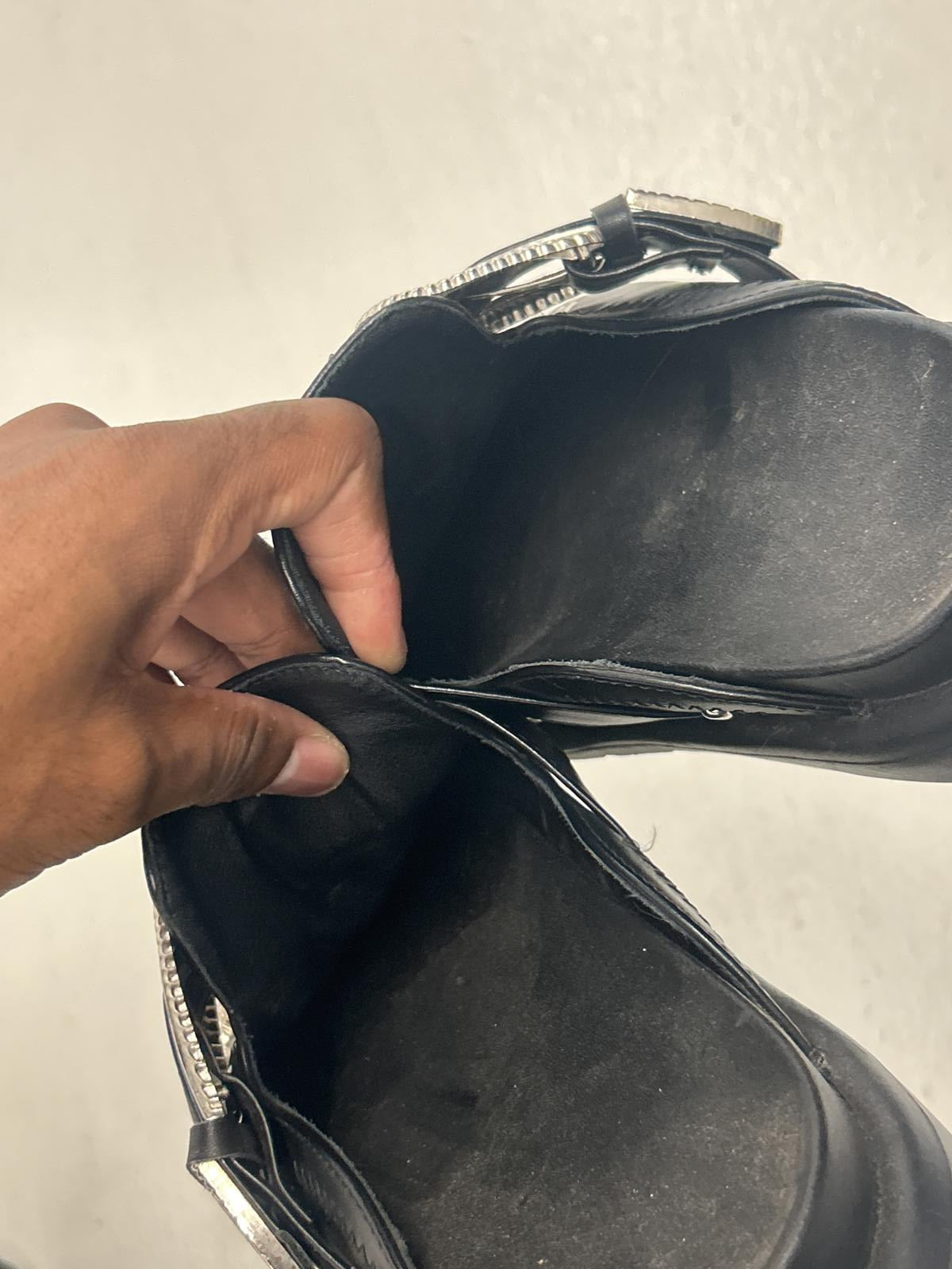 Grungey Black Buckle Clogs with Decorative Studs