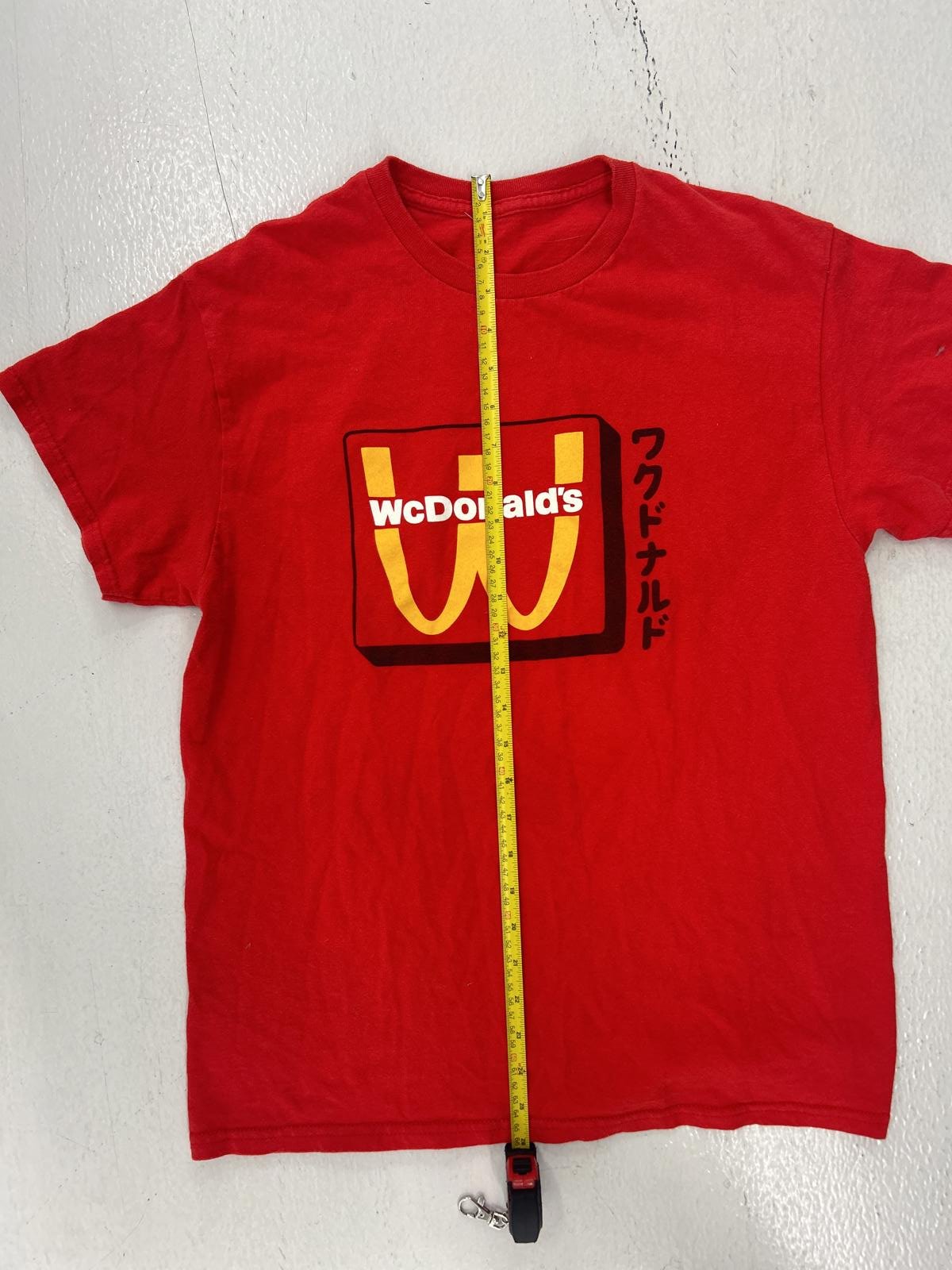 Japanese Mcdonald's Red Graphic T-Shirt with Unique Design