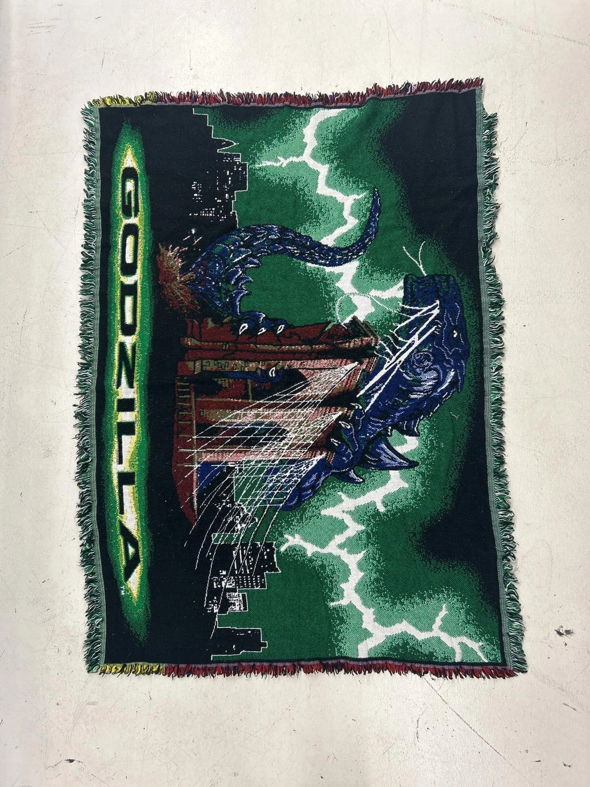 Rare 1998 Vintage Godzilla Woven Throw Blanket