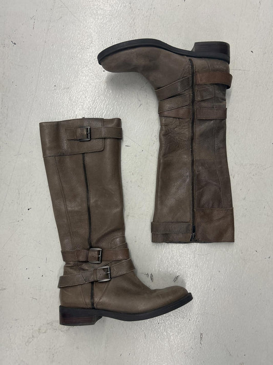 Stylish Tall Leather Boots with Buckles