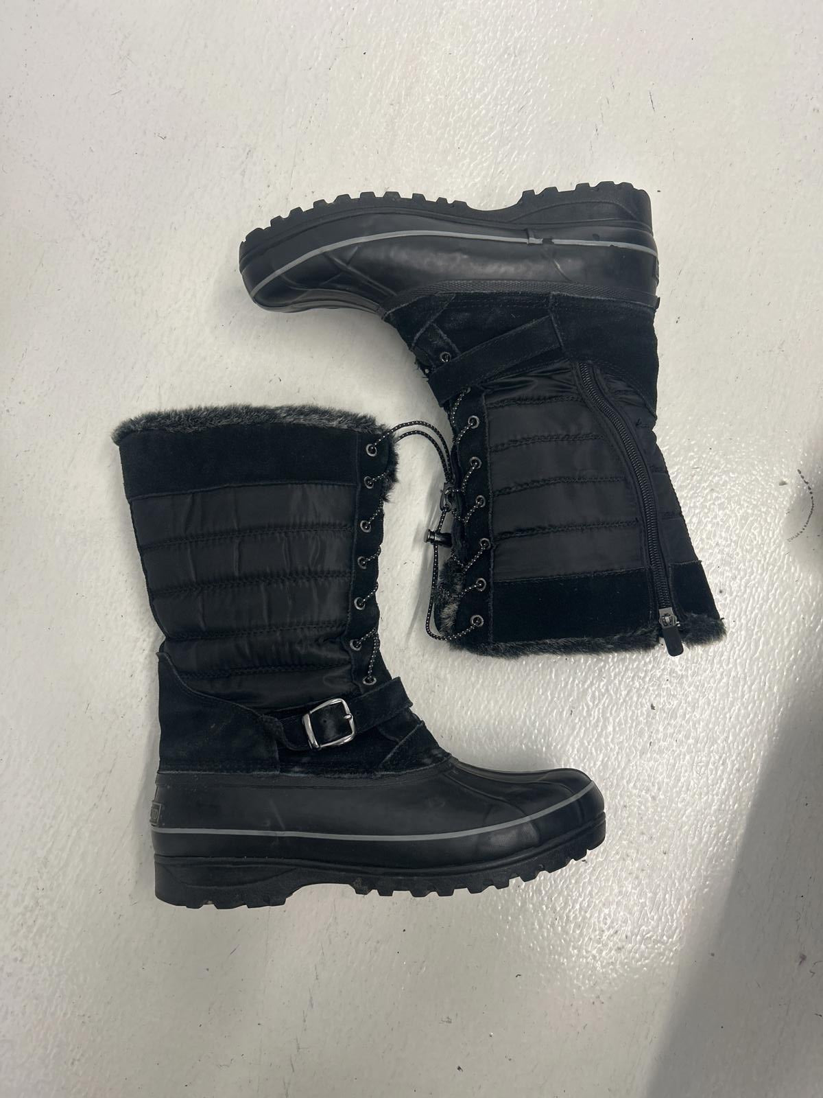 Lands' End Women's Winter Boots - Black Insulated Snow Boots