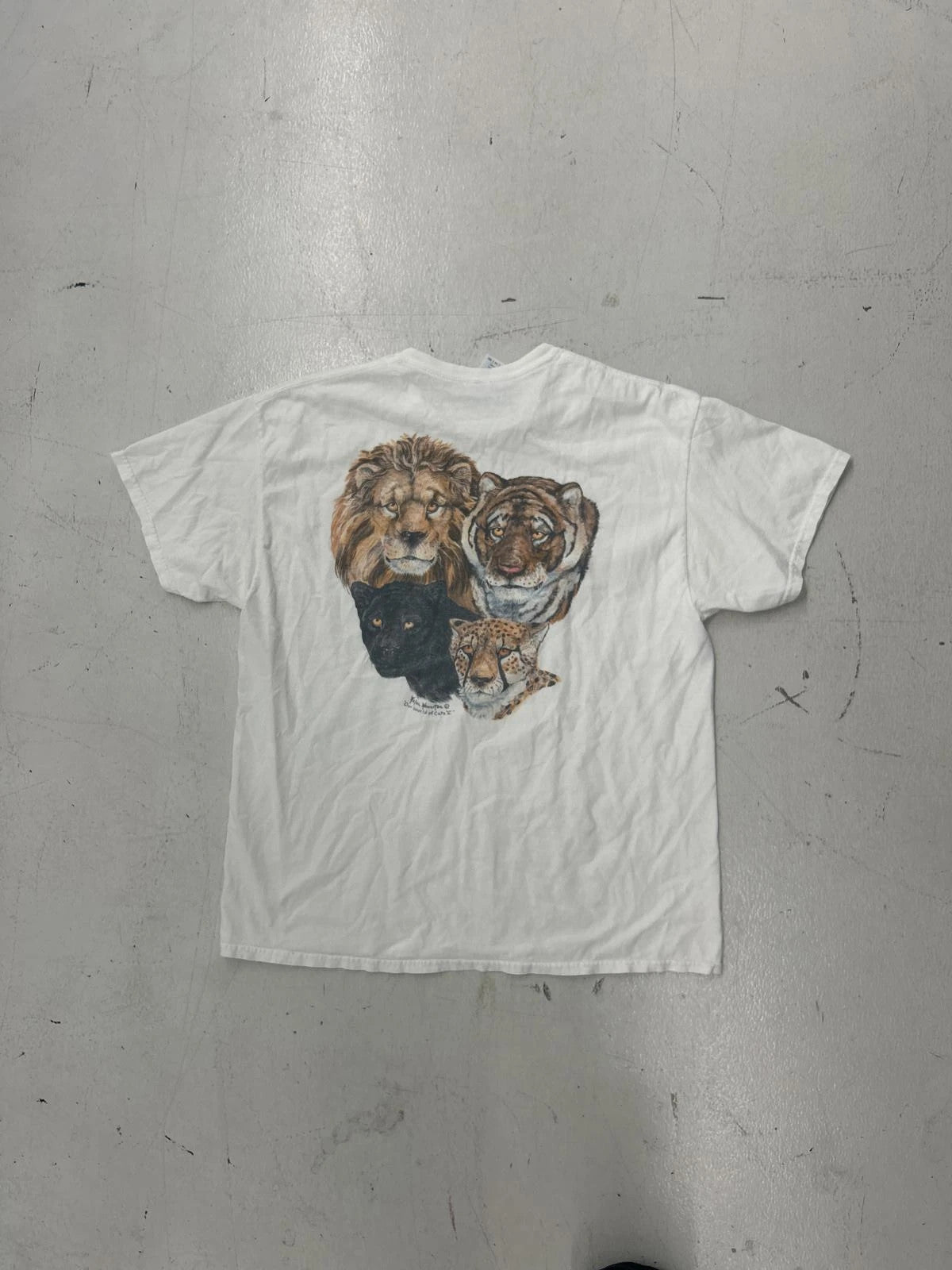 Vintage Animal Graphic T-Shirt - Lion, Tiger, And Cheetah