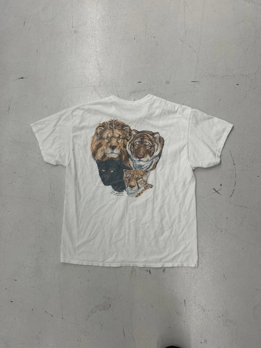 Vintage Animal Graphic T-Shirt - Lion, Tiger, And Cheetah