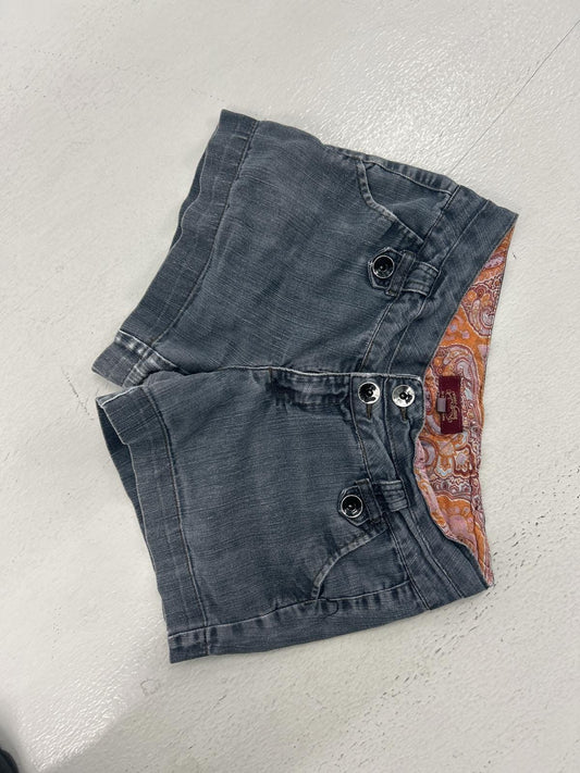 Grunge Gray Denim Shorts with Unique Lining