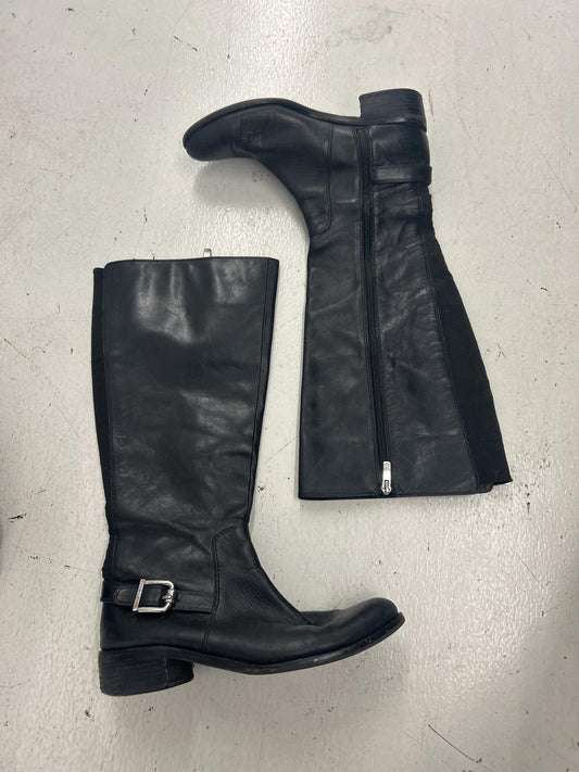 Vince Camuto Black Leather Knee-High Boots with Buckle